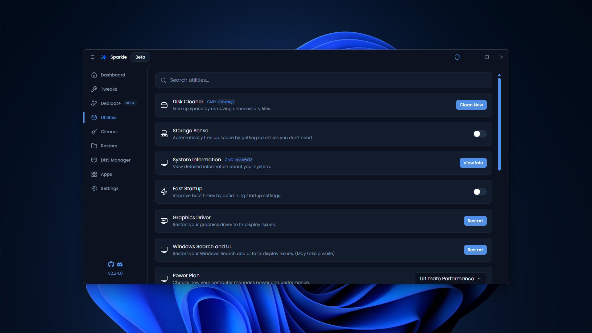 Utilities Page